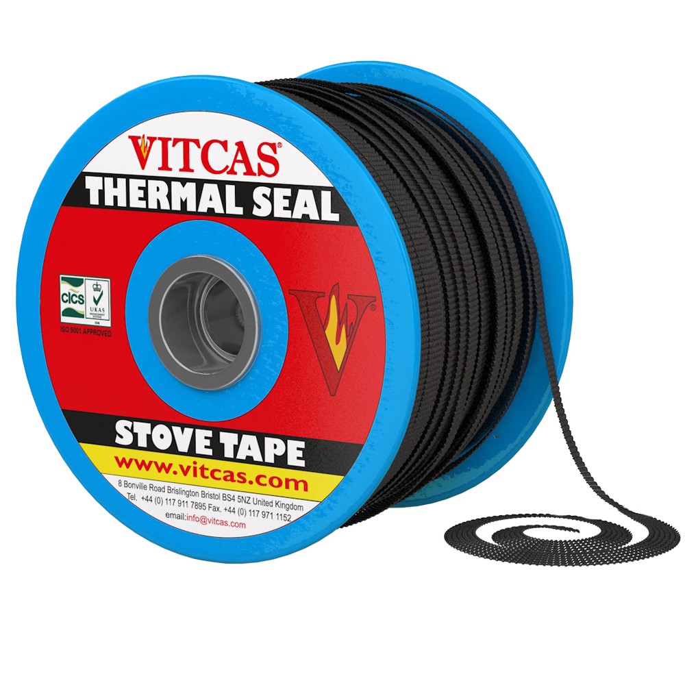 Black flat sealing tape made of fiberglass Vitcas