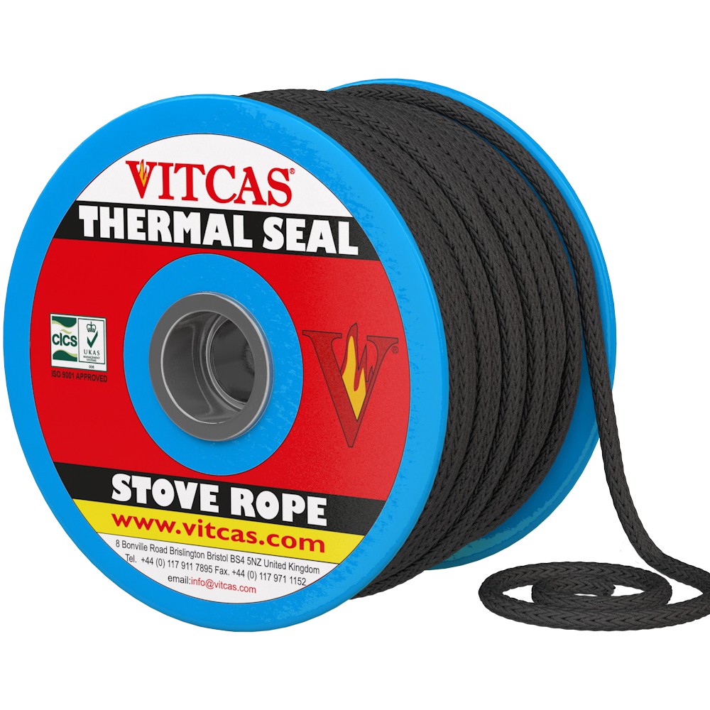 Black Vitcas stove rope for a compatible door seal
